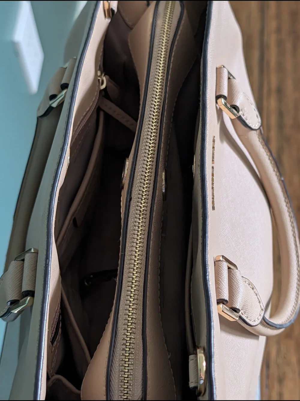 Michael Kors Savannah Medium Saffiano Leather Satchel Bag-Nude Pink